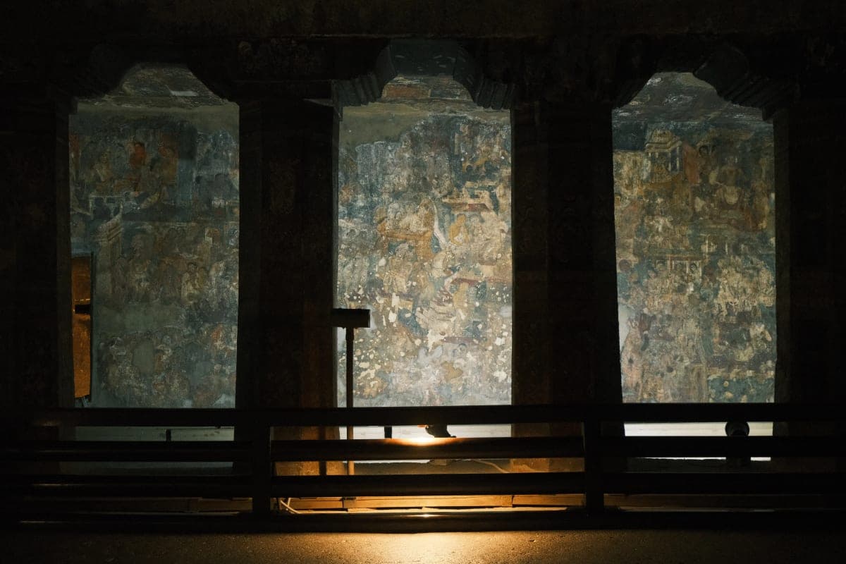 A painting of Buddha in Ajanta Caves. Taken on Fujifilm X-T30II.